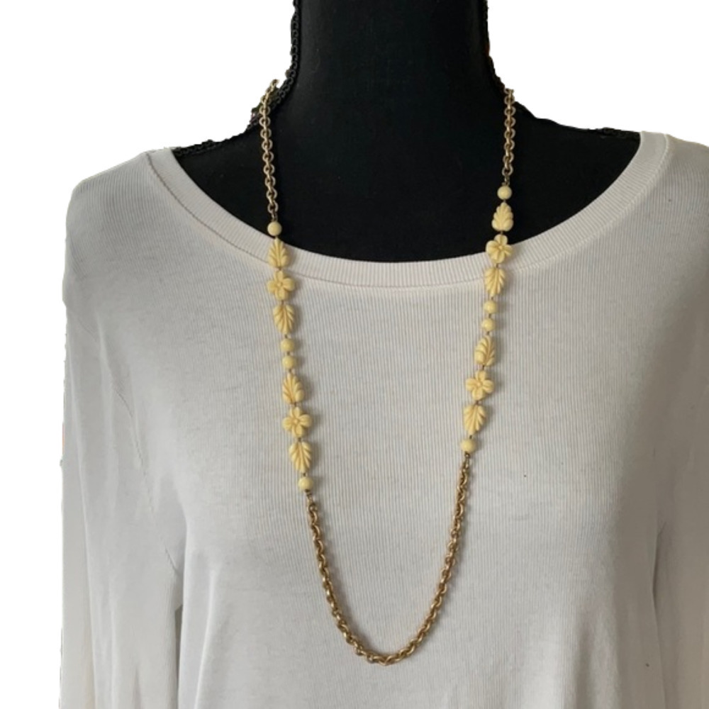 Vintage Beaded Chain Long Necklace